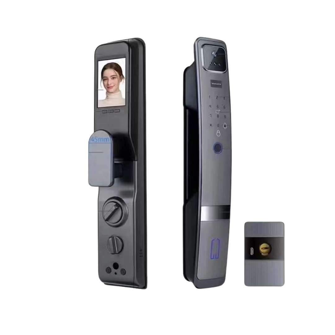 4’ screen camera fingerprint NFC lock with 9 languages voice