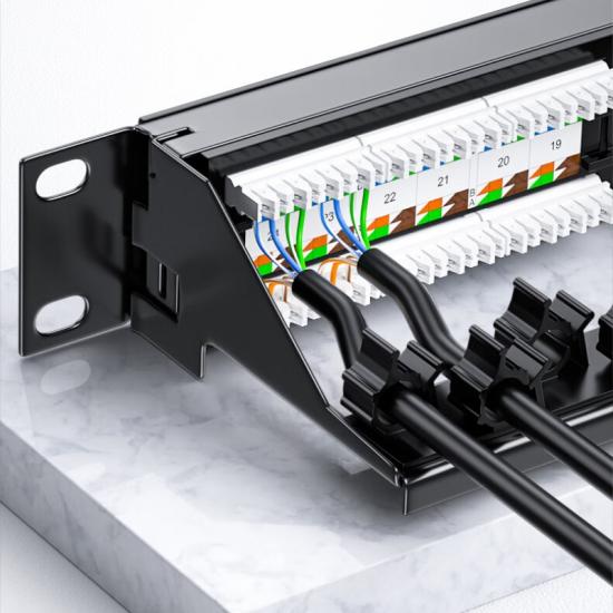 DTECH 24-Port Cate6 Network Patch Panel/Industrial Grade